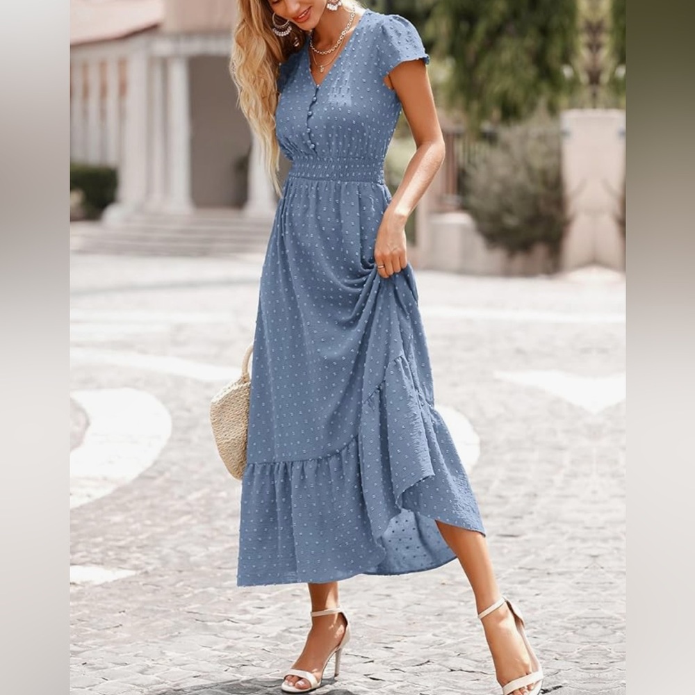 Blue Floral Patterned Dress